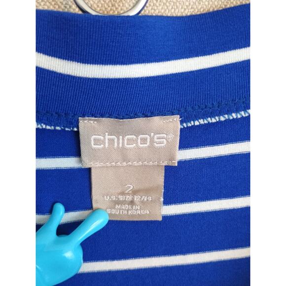 Chicos Skirt Womens 2 Blue Striped Maxi A Line Flowy Nautical Stretch Pull On - Picture 3 of 4